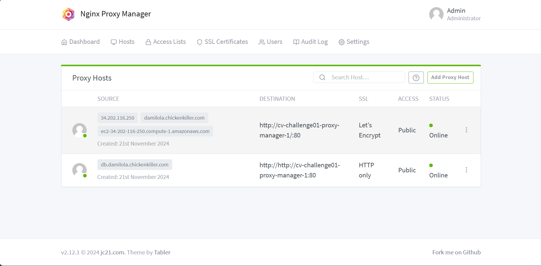 nginx proxy manager proxy host